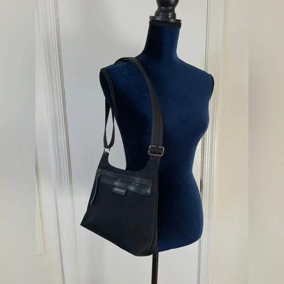 Longchamp Le Pliage Neo Flat Black Nylon Crossbody Bag Shoulder Purse - Picture 3 of 11